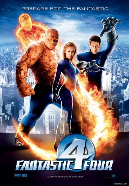 Human Torch, The Thing, Invisible Girl, and Mr. Fantastic in the poster of Fantastic Four (2005)